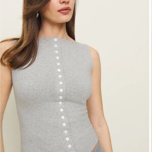 Reformation Julie Knit Top in Heather Grey